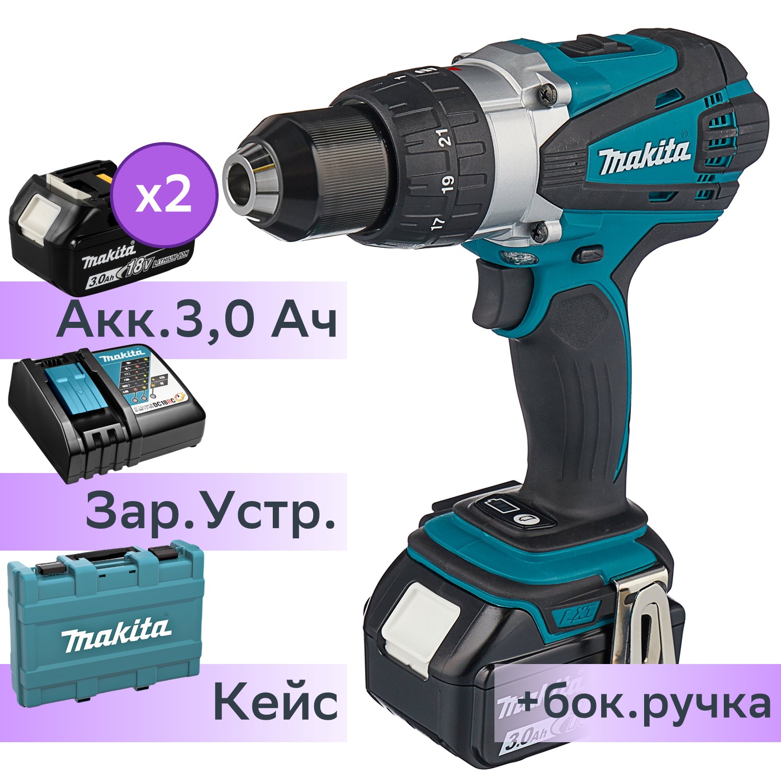 фото Акк. безударная дрель-шуруповерт makita ddf458rfe