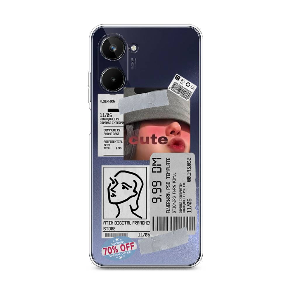 

Чехол на Realme 10 4G "Cute girl collage", Розовый;серый;голубой, 2512150-6