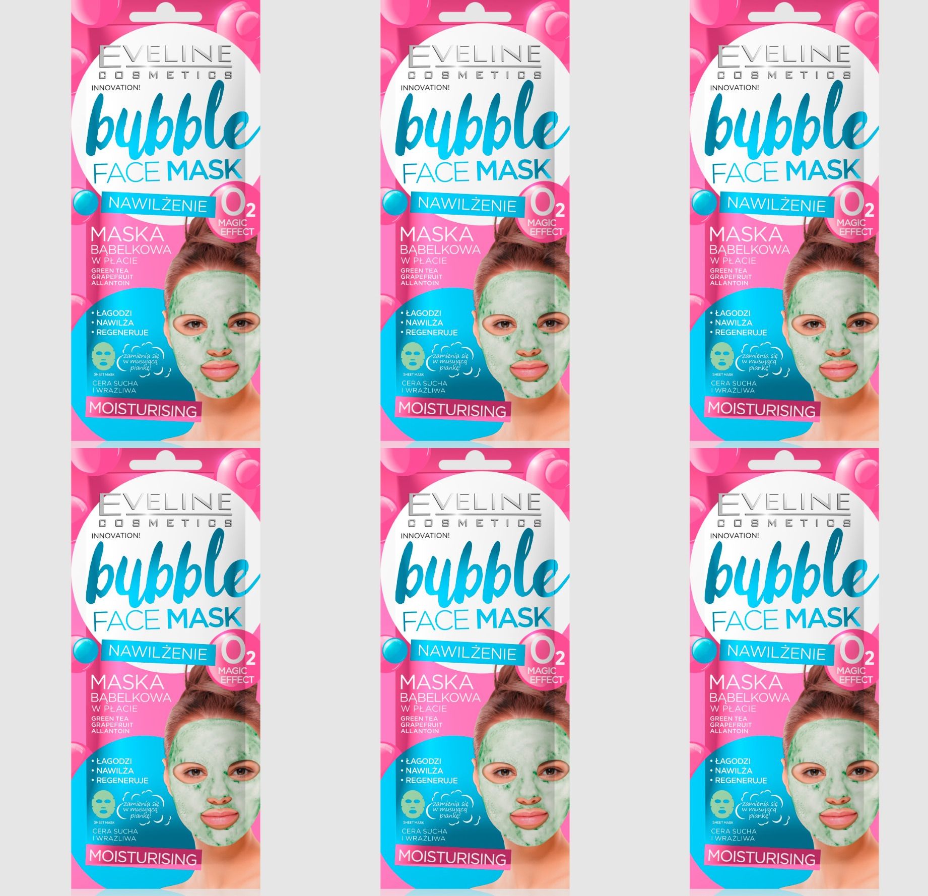 

Тканевая маска для лица Eveline Bubble Face Mask Увлажняющая, 6 шт