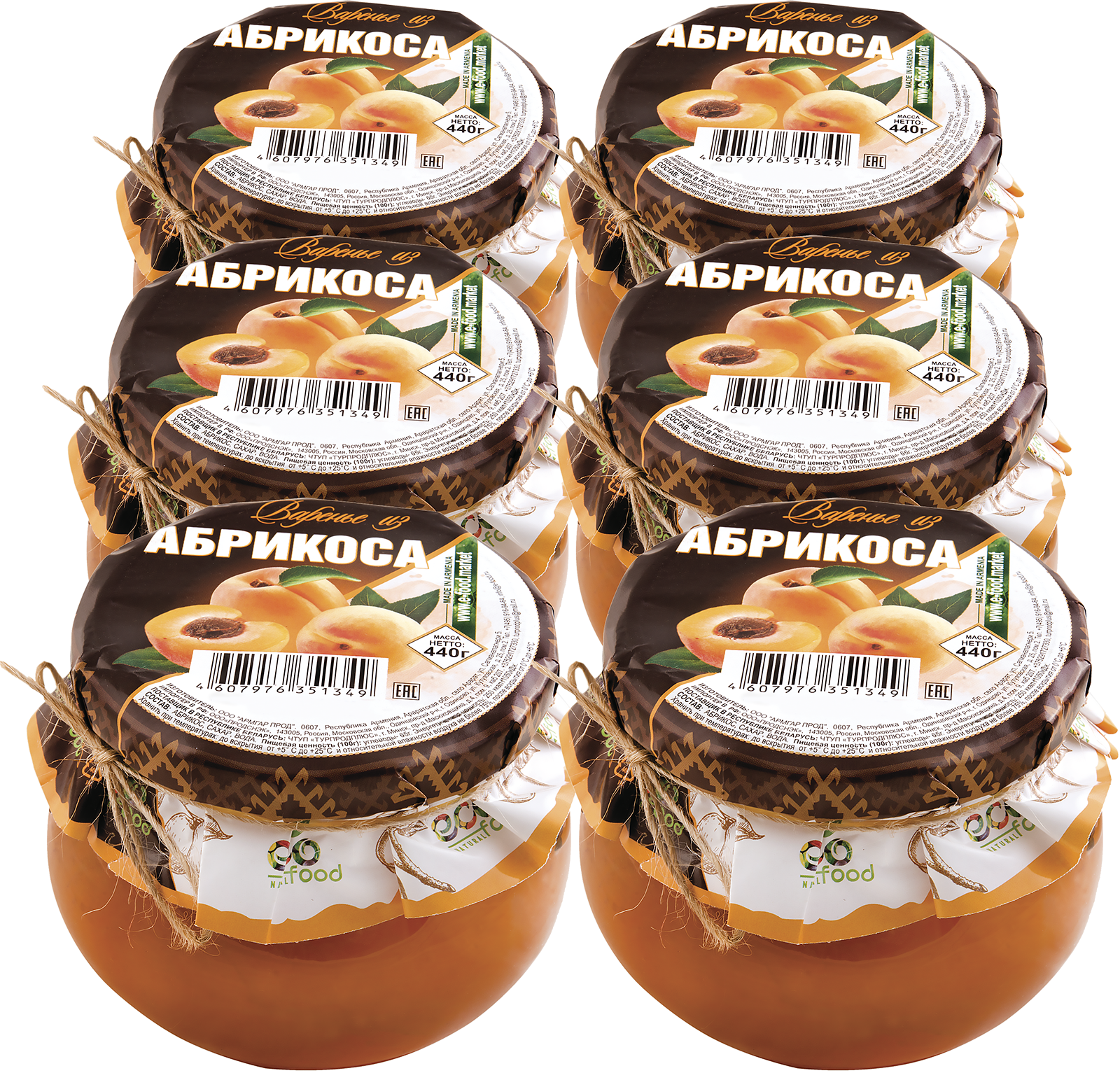 Варенье ECOFOOD из абрикоса 6 шт х 440 г 2411₽