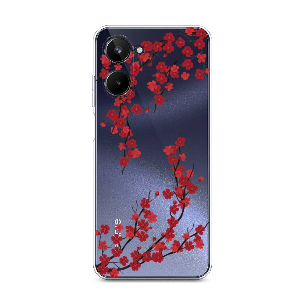 

Чехол на Realme 10 4G "Красная сакура", Красный;черный, 2512150-2
