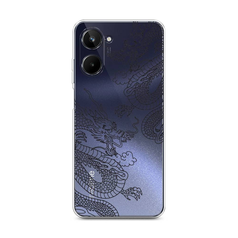 

Чехол на Realme 10 4G "Два китайских дракона", Серый;черный, 2512150-1