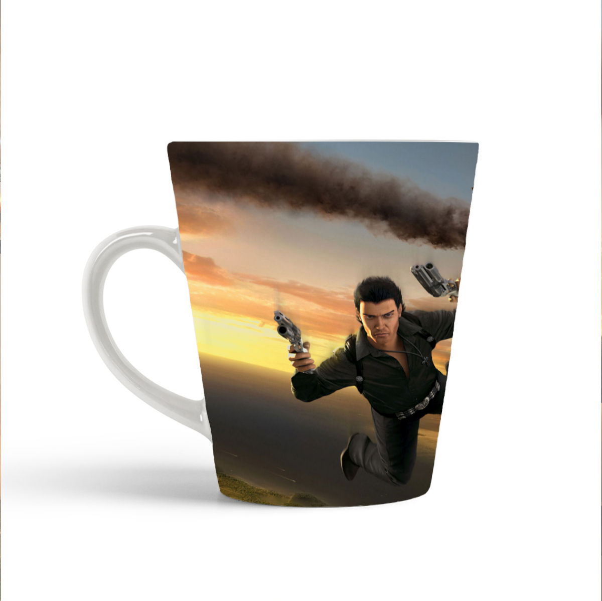 

Конусная кружка CoolPodarok just cause Парашутист Два пистолета Самолёт
