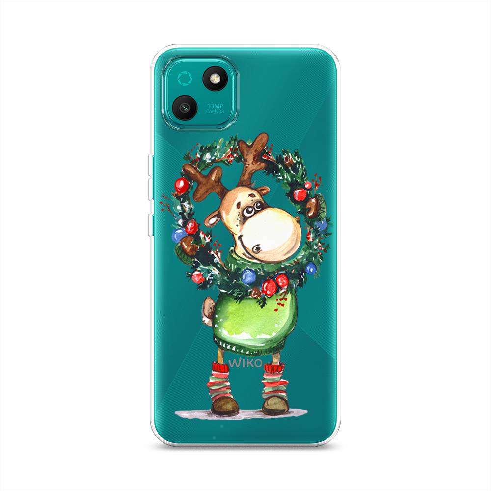 

Чехол на Wiko T10 "Олень с новогодним венком", 3400250-4