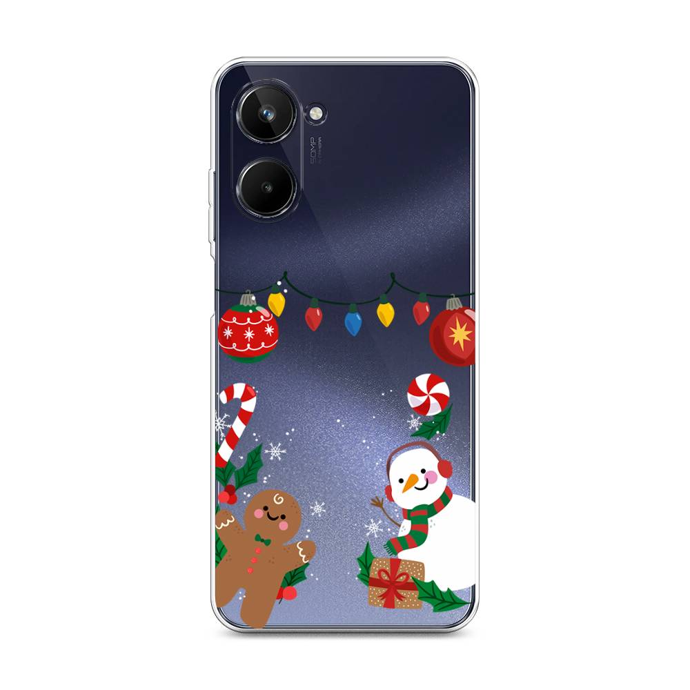 

Чехол на Realme 10 4G "Новогоднее настроение", Коричневый;красный;зеленый, 2512150-5