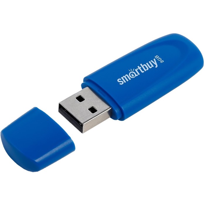 Флешка Smartbuy 008GB2SCB, 8 Гб, USB2.0, чт до 15 Мб/с, зап до 12 Мб/с, Blue