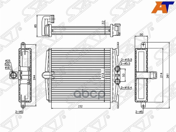 SAT Радиатор отопителя салона MERCEDES-BENZ S-CLASS W140/S140 91-98(трубчатый)