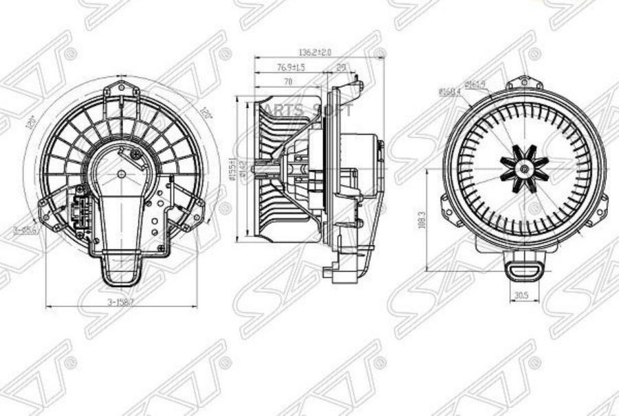 

SAT ST-87103-42070 Мотор отопителя салона TOYOTA AURIS 06-/BLADE 06-12/COROLLA 12-/RAV4 05