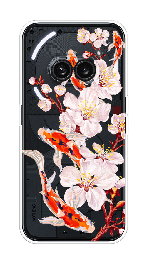 

Чехол на Nothing Phone 2a "Карпы и сакура", Оранжевый;розовый;бежевый;прозрачный, 3300350-1