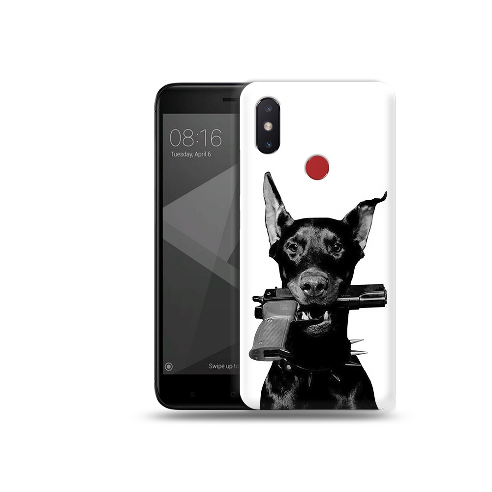 

Чехол MyPads Tocco для Xiaomi Mi 8 SE доберман с пистолетом (PT113500.331.331), Прозрачный, Tocco