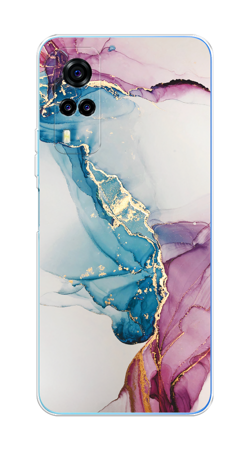 

Чехол на Vivo Y31 "Розовые разводы рисунок", Синий;розовый;золотистый, 263750-3