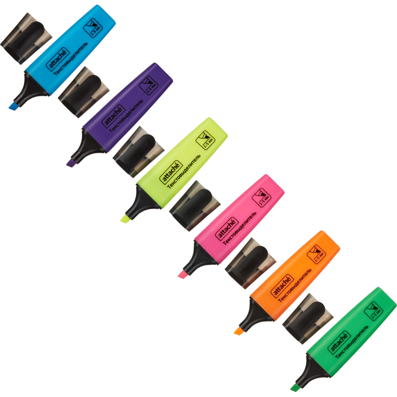 Набор текстовыделителей Attache Colored, 1-5 мм, 6 цветов