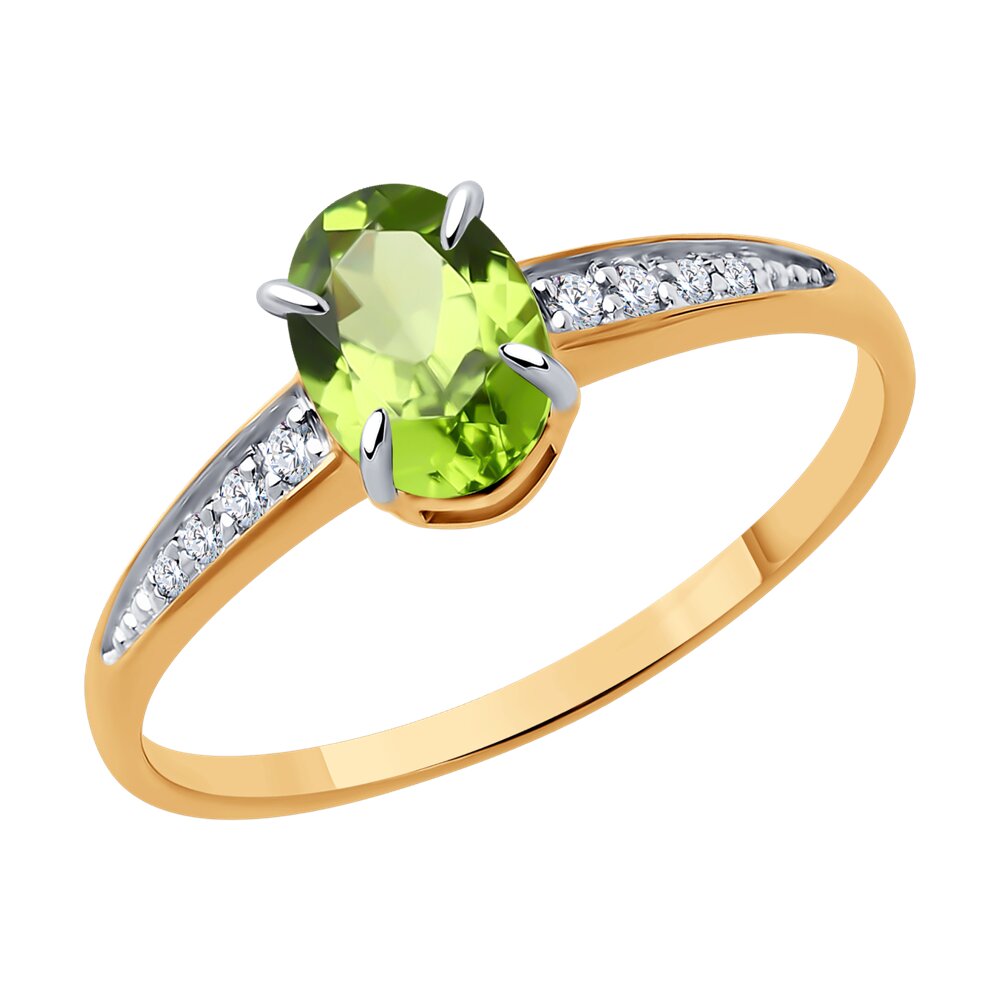 

Кольцо из красного золота р. 17,5 Diamant 51-310-01933-1, фианит\хризолит, 51-310-01933-1