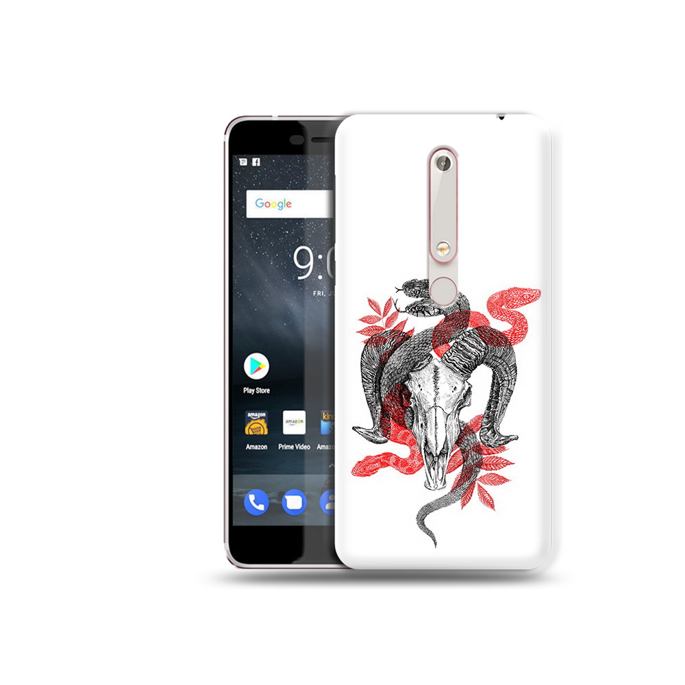 

Чехол MyPads Tocco для Nokia 6 змея в черепе рисунок, Прозрачный, Tocco