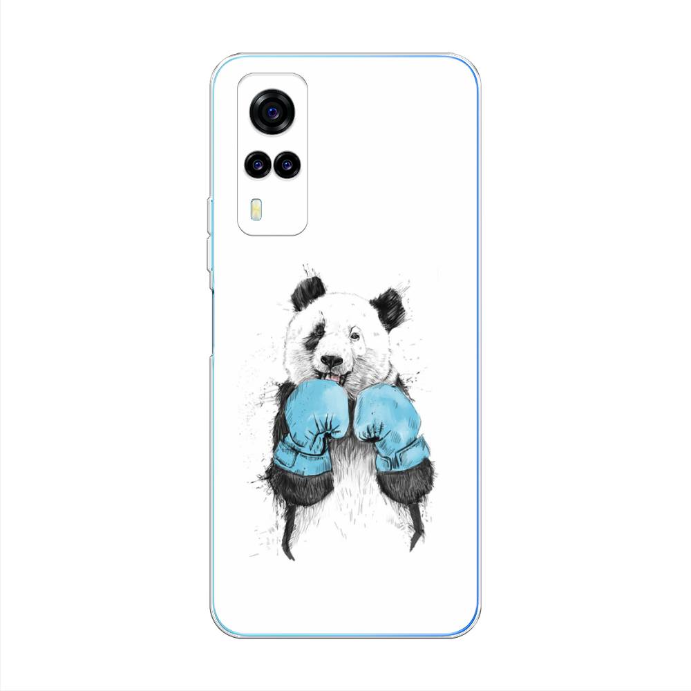 

Чехол на Vivo Y31 "Панда боксер", Голубой;белый;серый, 263750-1