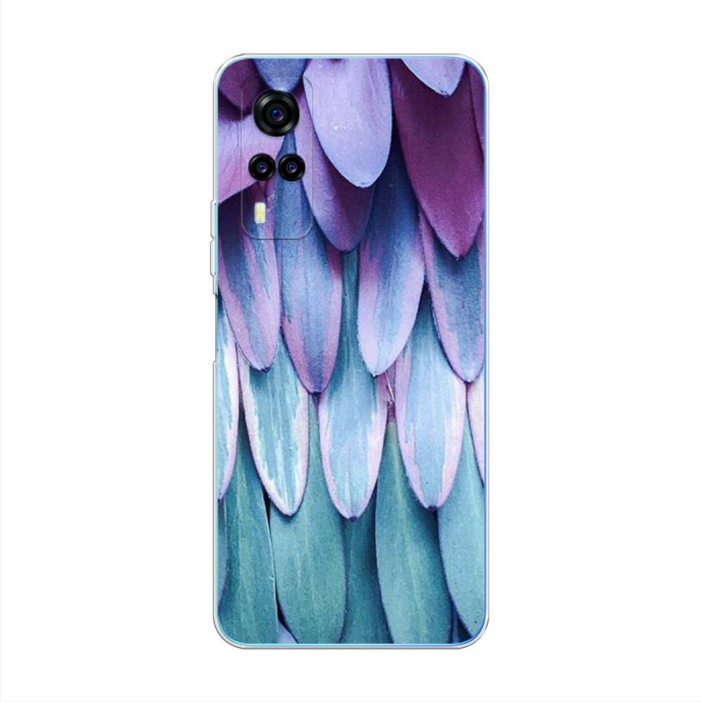 

Чехол на Vivo Y31 "Синее перо", Фиолетовый;голубой, 263750-3