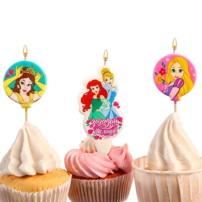 фото Свеча в торт набор "с днем рождения!", принцессы disney