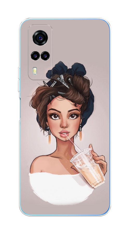 

Чехол на Vivo Y31 "Девушка с фраппе", Серый, 263750-6