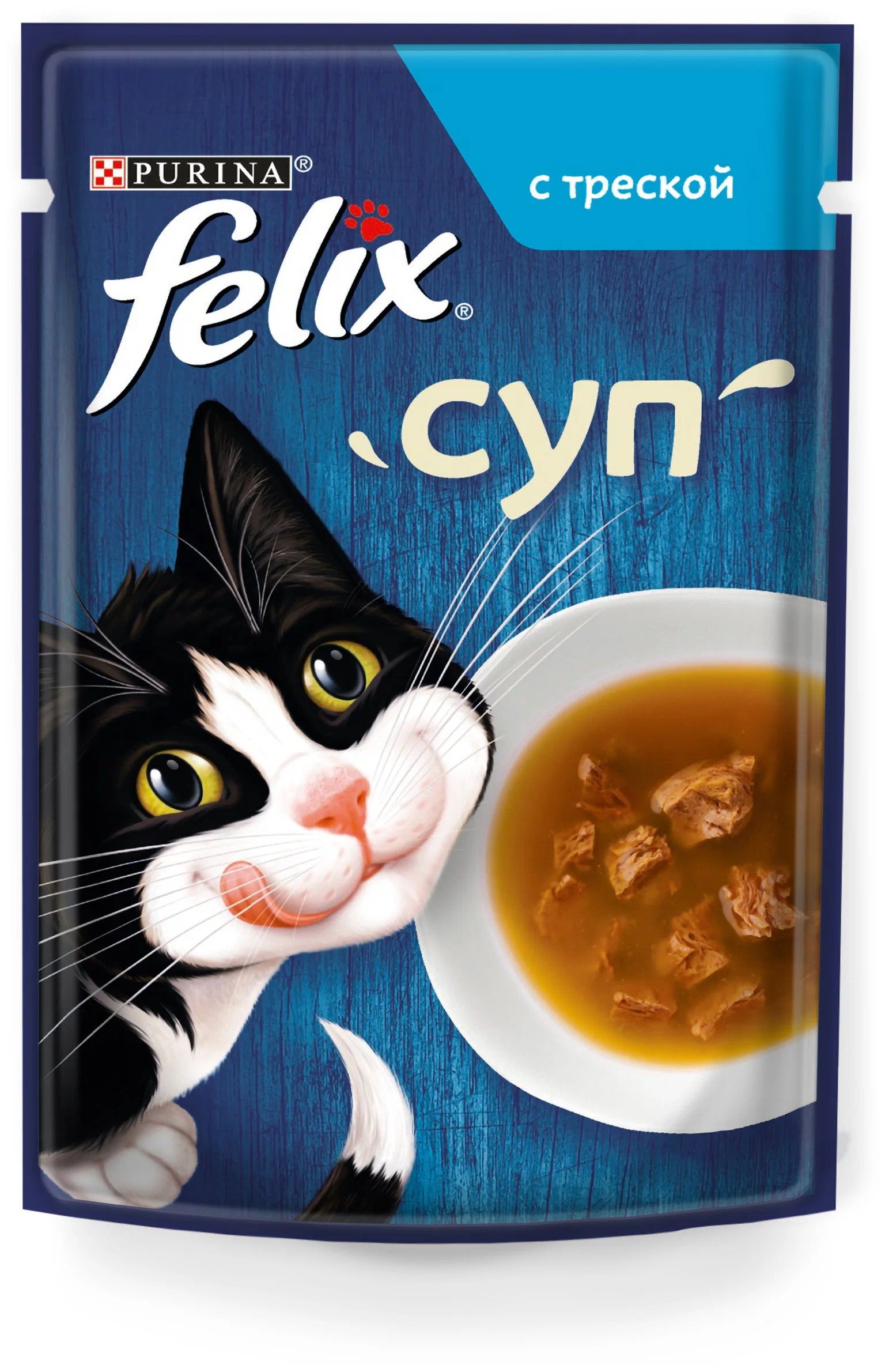 

Влажный корм для кошек Felix Суп с треской, 48 г