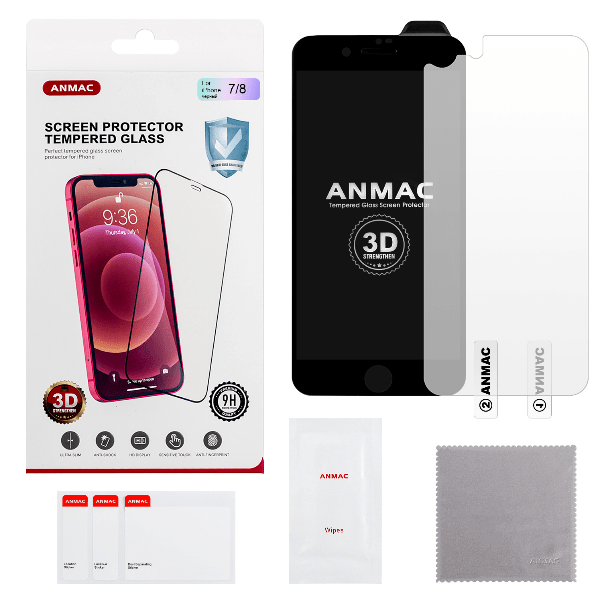 

Защитное стекло ANMAC для IPhone 7/8 3D черное усиленное