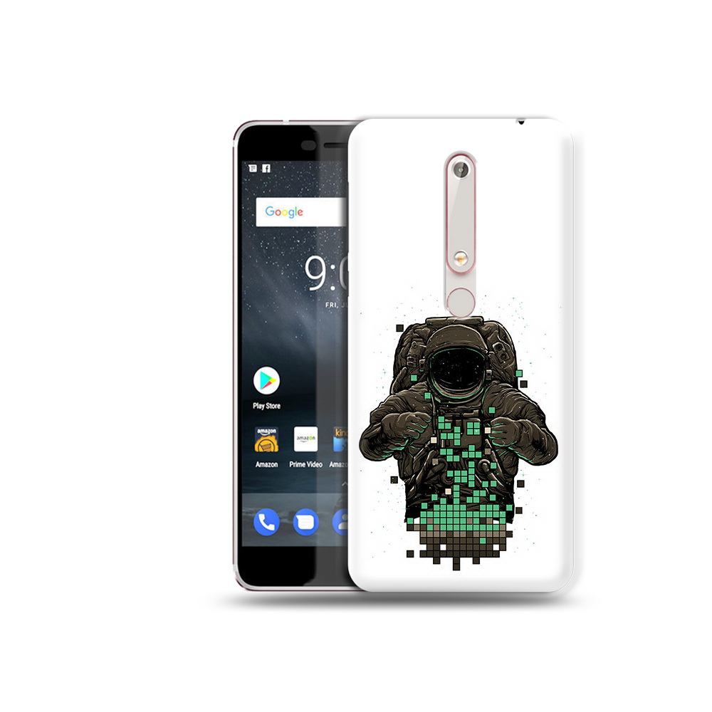 

Чехол MyPads Tocco для Nokia 6 космонавт с пикселями, Прозрачный, Tocco