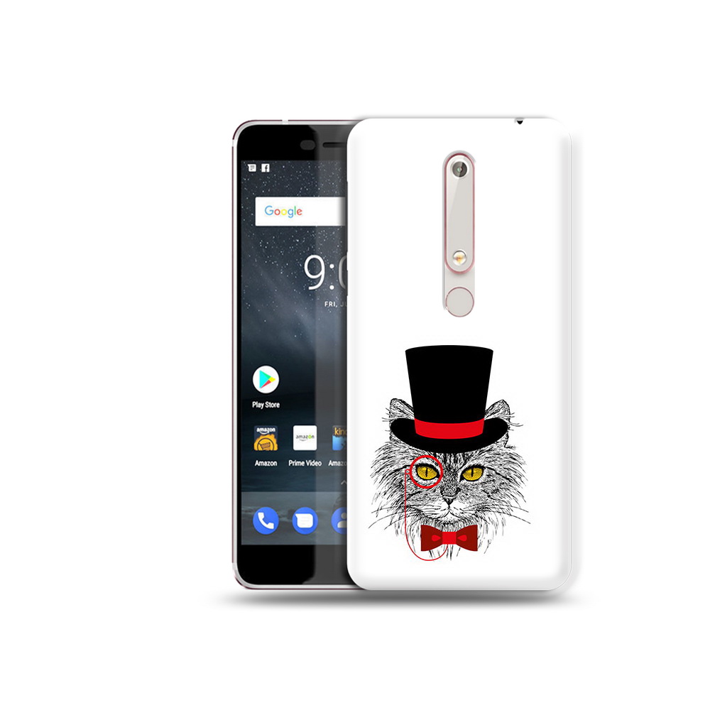 Чехол MyPads Tocco для Nokia 6 кот в шляпе