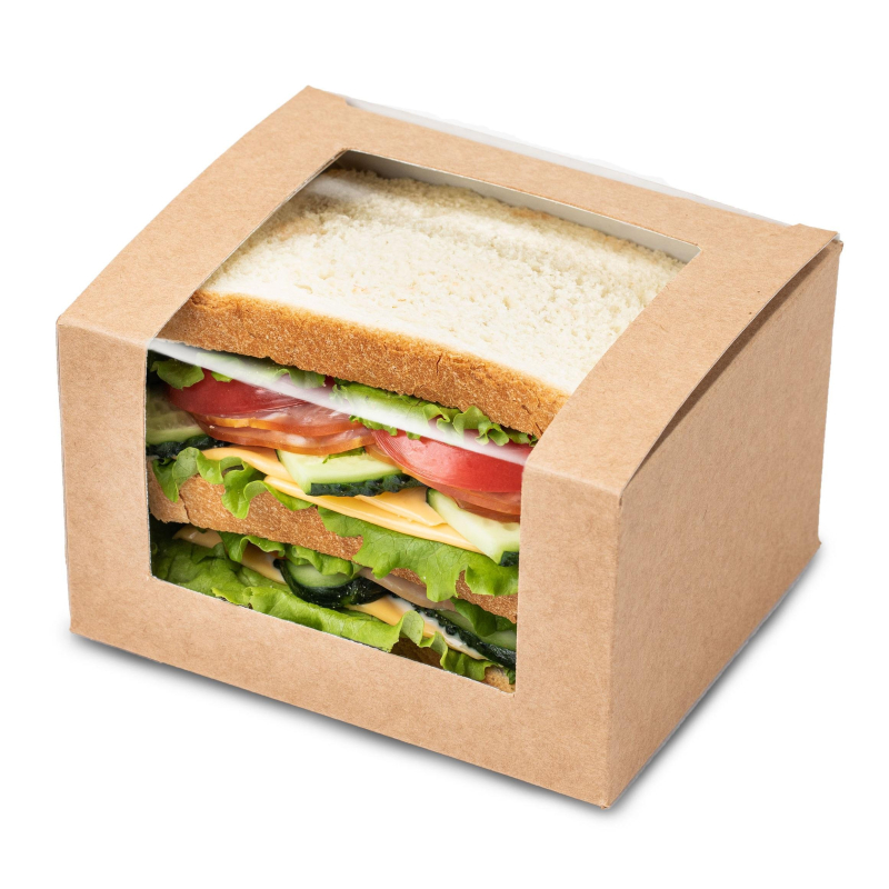 Упаковка бум.OSQ Square Cut sandwich box 125х100х70мм,крафт с окн.,300шт/уп