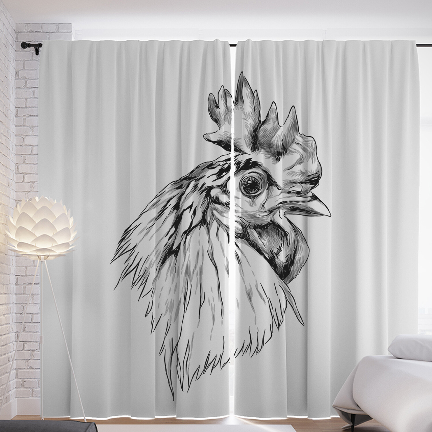 

Шторы с фотопечатью JoyArty "Портрет петуха" из сатена, 290х265 см, Портрет петуха