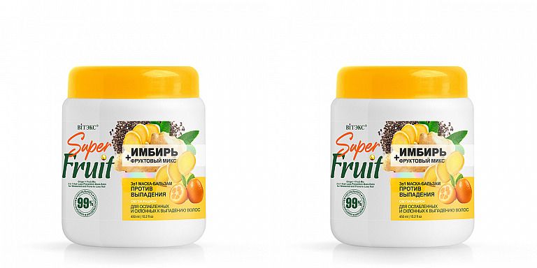 Маска-бальзам для волос Витэкс Super Fruit Имбирь + фруктовый микс, от выпадения 450мл 2шт