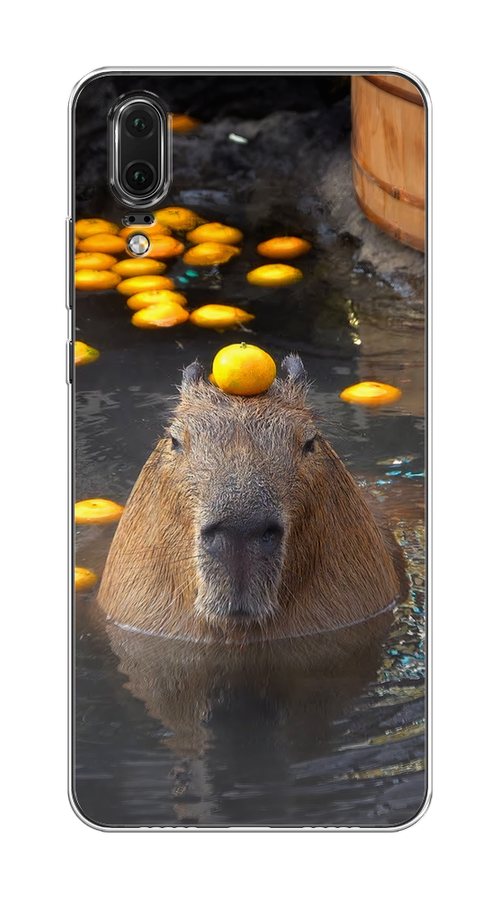 

Чехол на Huawei P20 "Капибара отдыхает", Коричневый;оранжевый;серый, 64350-1