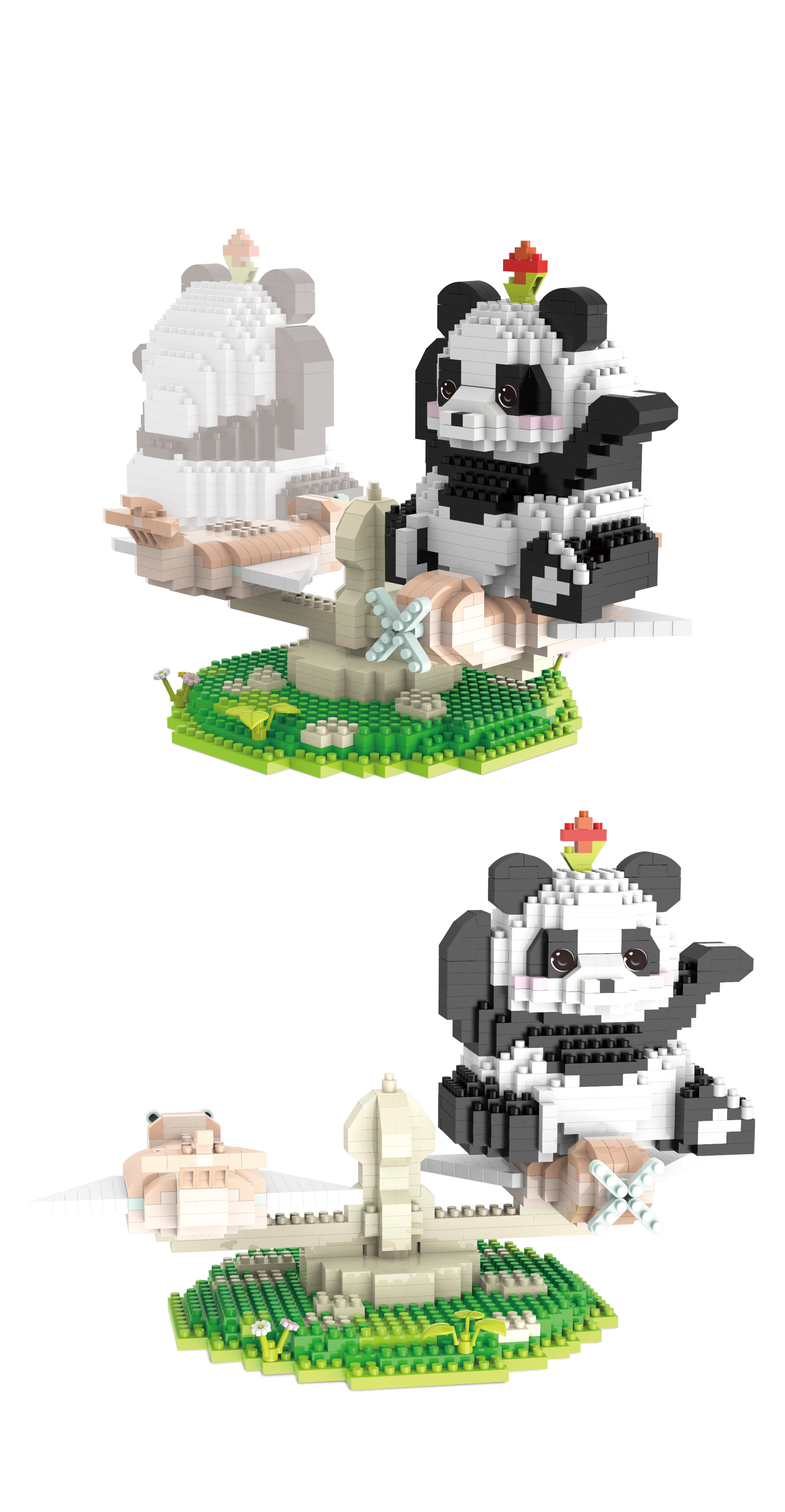 Конструктор 3Д из миниблоков RTOY Веселая панда, подвижные элементы 100 дет.