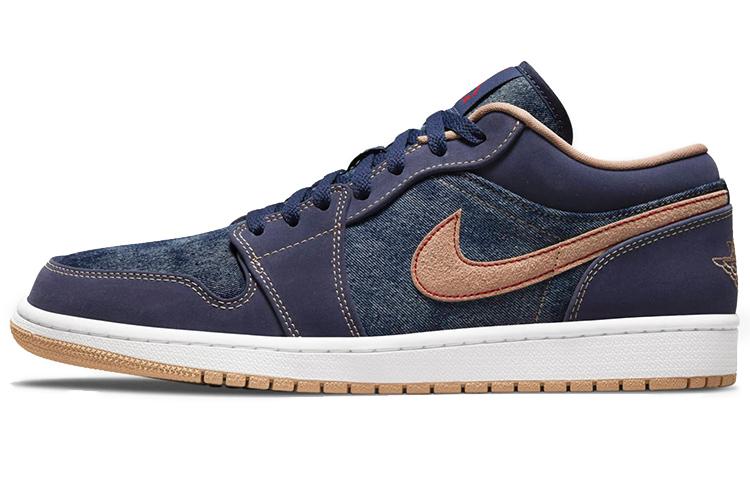 

Кеды унисекс Jordan Air Jordan 1 low se denim синие 40.5 EU, Синий, Air Jordan 1 low se denim