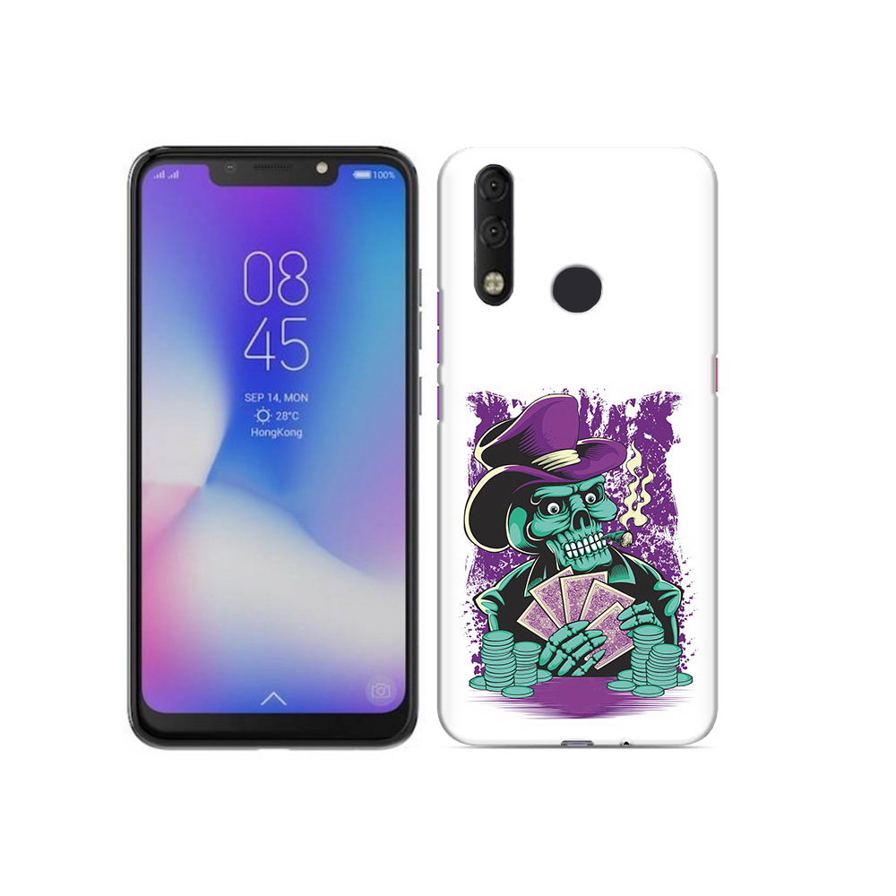 

Чехол MyPads Tocco для Tecno Camon 11 Pro зеленый череп с картами, Tocco