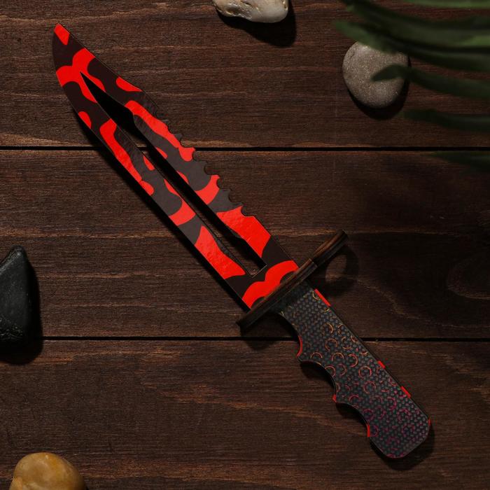 Сувенирное игрушечное оружие из дерева «Штык нож», красные узоры