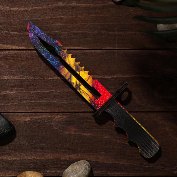 Сувенирное игрушечное оружие из дерева «Штык нож», сиренево- жёлтое лезвие