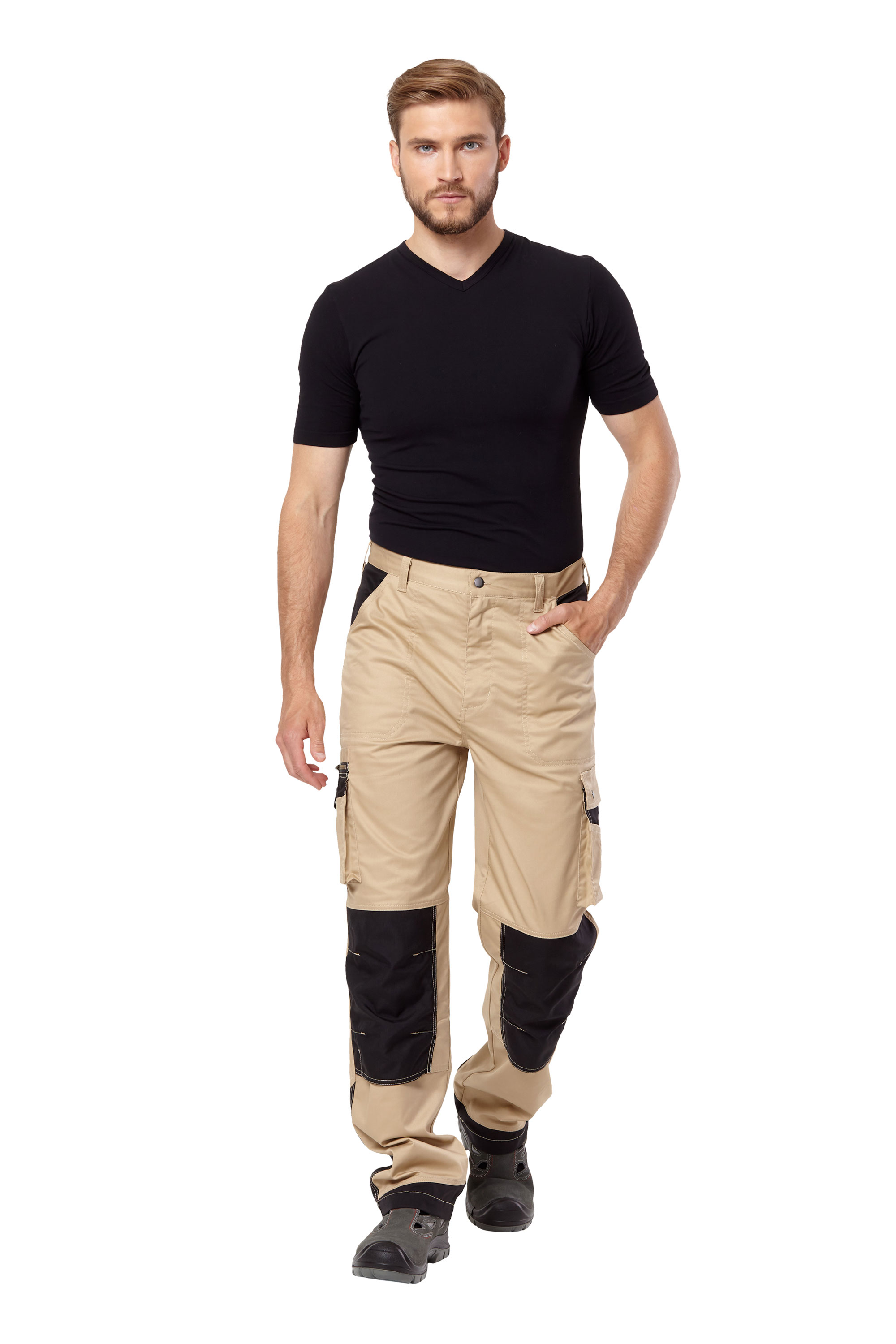 

Брюки рабочие мужские Эксперт Спецодежда Велар бежевые 44-46 170/182, Велар