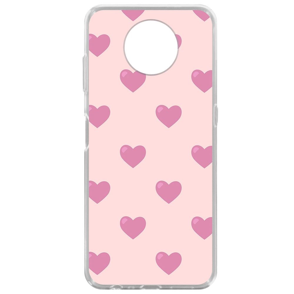 

Чехол-накладка Krutoff Clear Case Пурпурные сердца для Nokia G10, Прозрачный