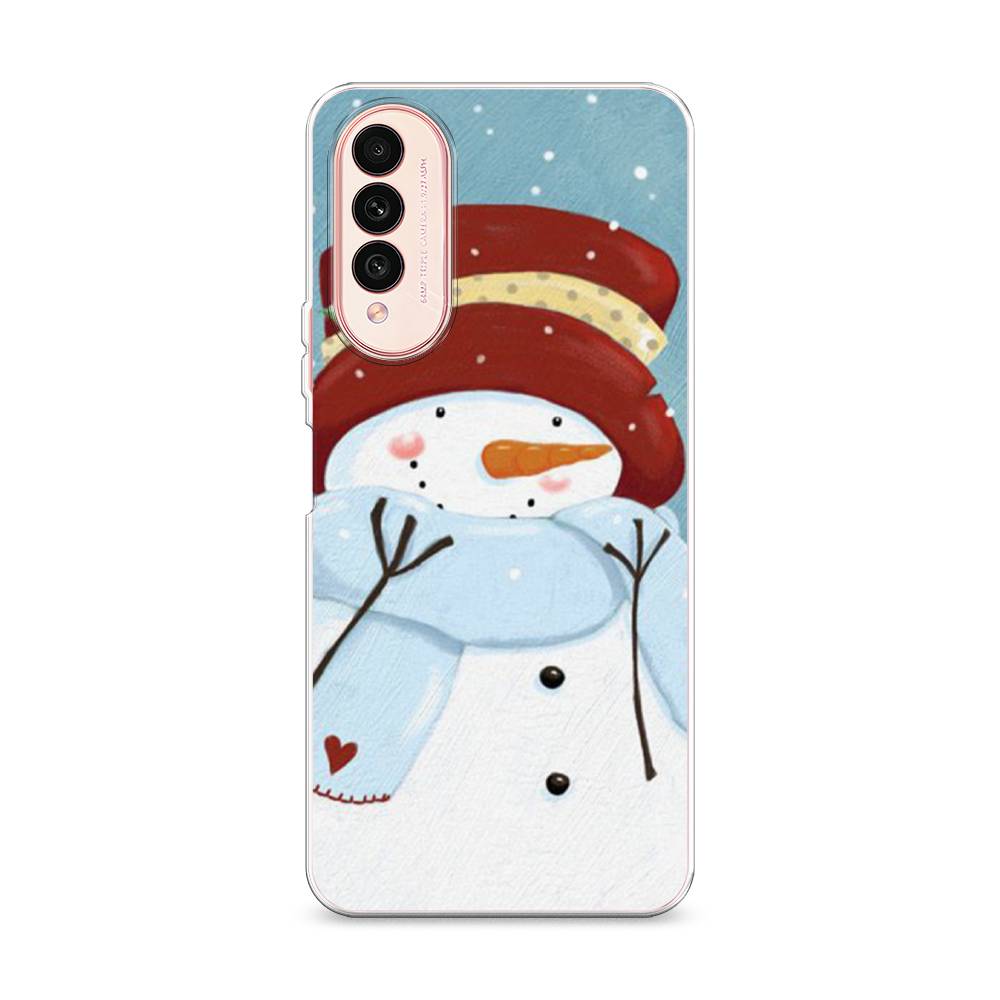 

Чехол на Wiko T50 "Застенчивый снеговик", Голубой;белый;красный, 3400350-5