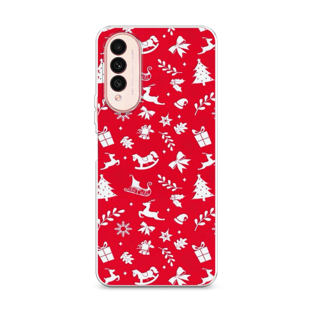 

Чехол на Wiko T50 "Красный новогодний фон", Красный;белый, 3400350-5