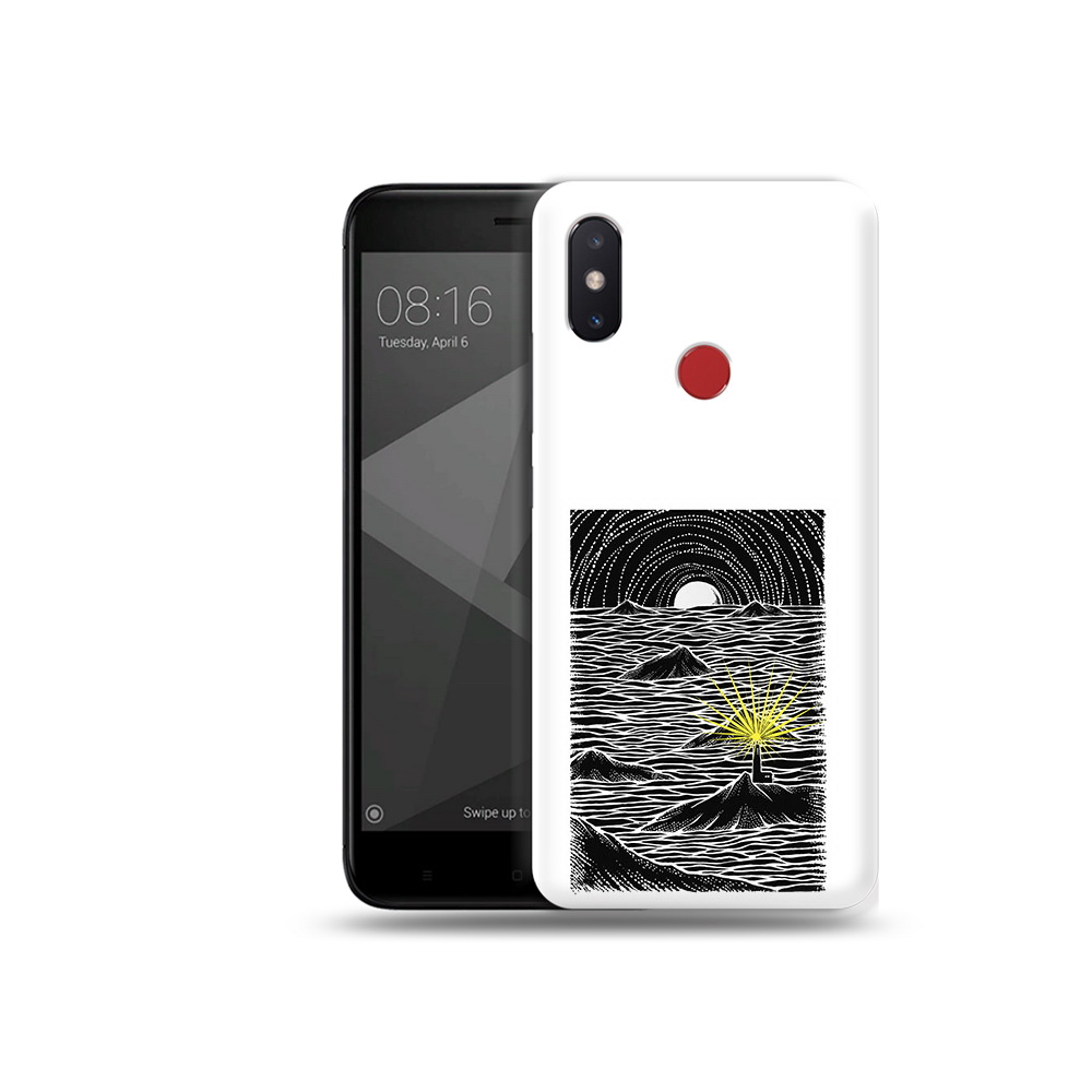 

Чехол MyPads Tocco для Xiaomi Mi 8 SE маяк в черно белом море (PT113500.331.460), Прозрачный, Tocco