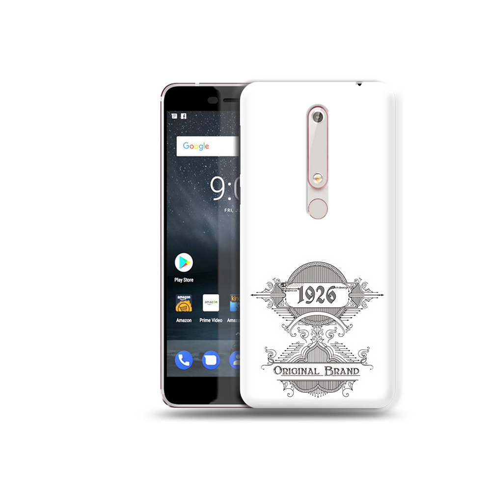 Чехол MyPads Tocco для Nokia 6 логотип черно белый