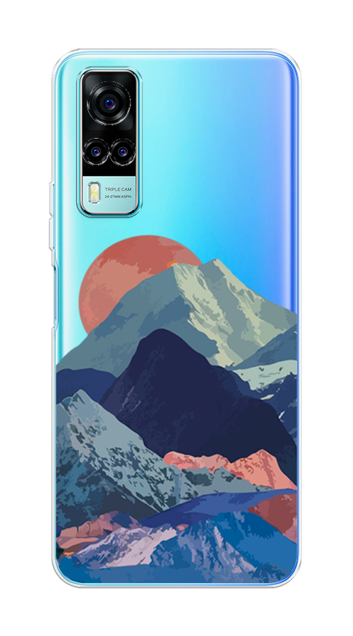 

Чехол на Vivo Y31 "Закат в снежных горах", Красный;серый;голубой, 263750-2