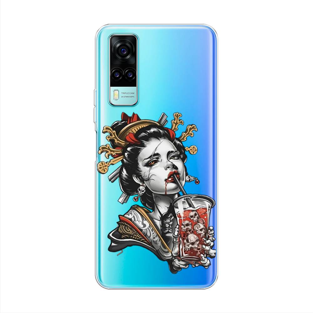

Чехол на Vivo Y31 "Опасная гейша", Красный;черный;серый, 263750-4