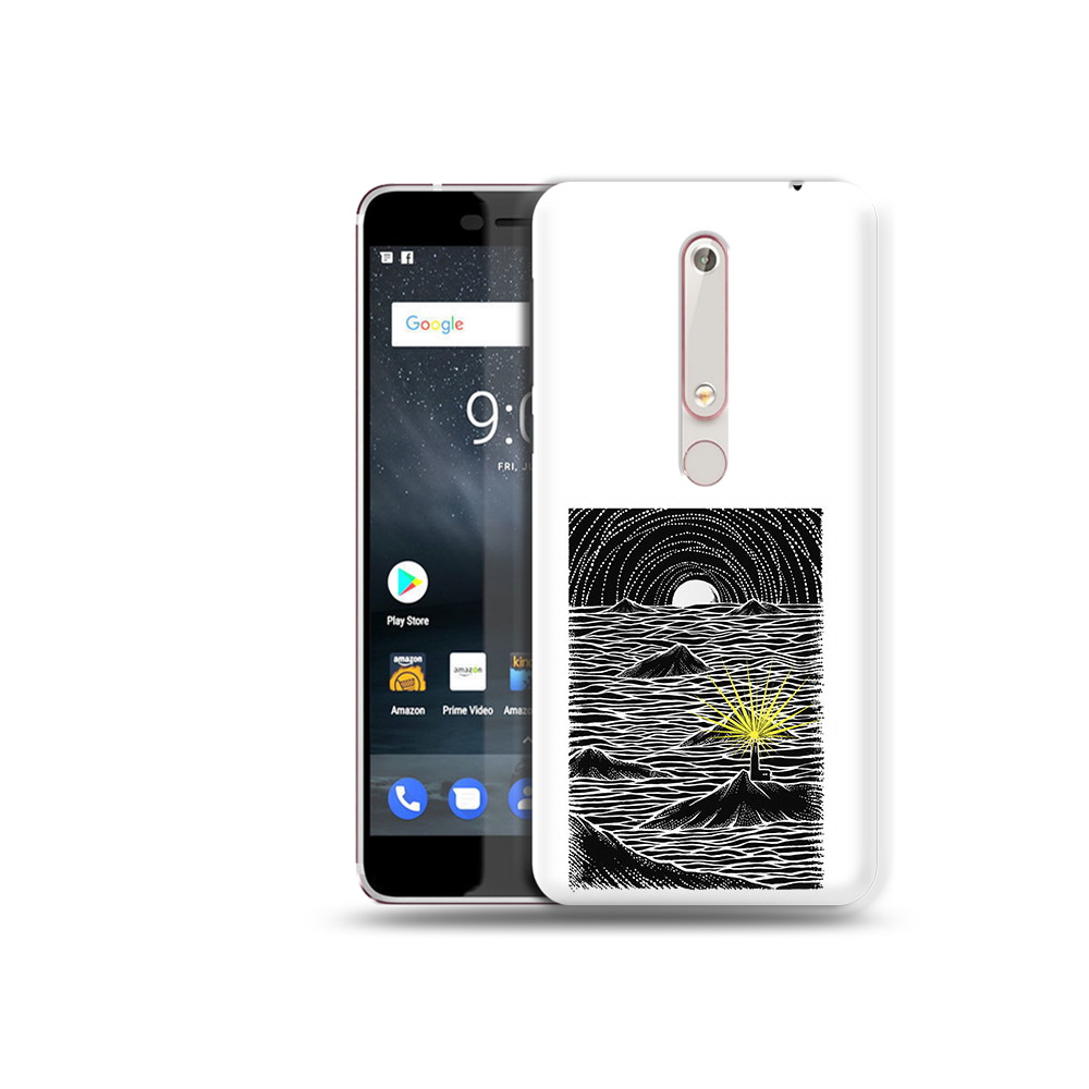 

Чехол MyPads Tocco для Nokia 6 маяк в черно белом море, Прозрачный, Tocco