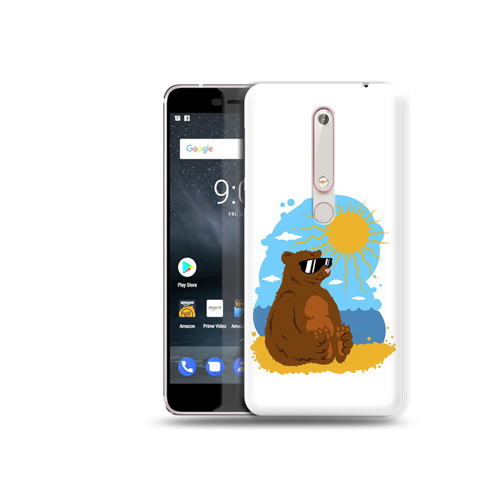 

Чехол MyPads Tocco для Nokia 6 медведь на чиле, Прозрачный, Tocco