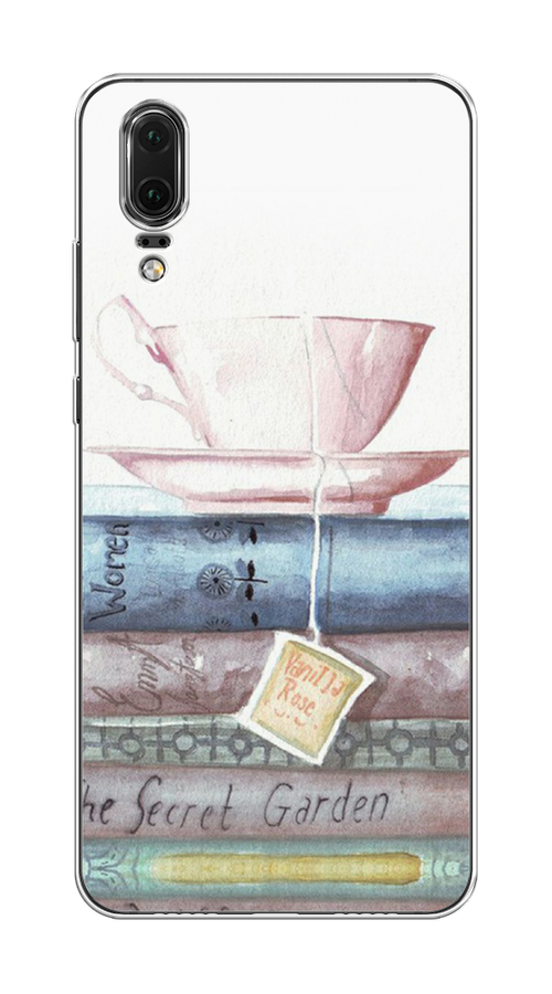 

Чехол на Huawei P20 "Книжное чаепитие", Желтый;розовый;белый, 64350-1
