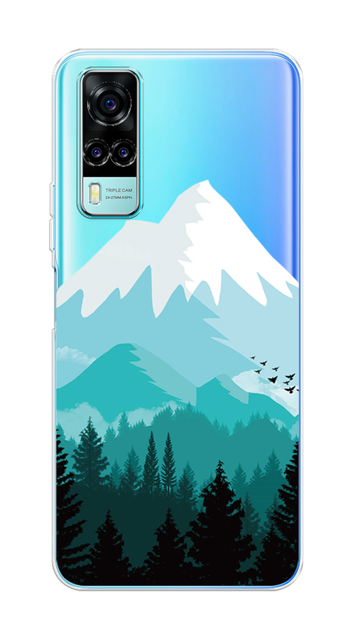 

Чехол на Vivo Y31 "Синяя снежная гора", Белый;голубой, 263750-2