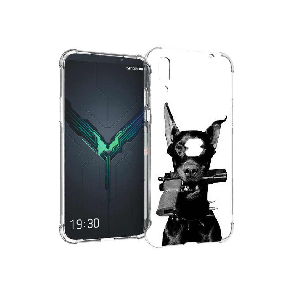 

Чехол MyPads Tocco для Xiaomi Black Shark 2 доберман с пистолетом (PT144492.263.331), Прозрачный, Tocco