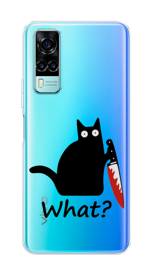 

Чехол на Vivo Y31 "Котик с ножом", Черный;красный, 263750-6
