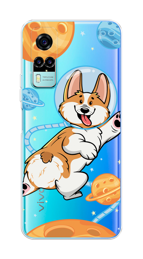 

Чехол на Vivo Y31 "Корги-космонавт", Голубой;бежевый;белый, 263750-1